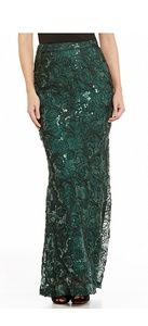 COPY - Badgley Mischka sequined green long skirt sz 8